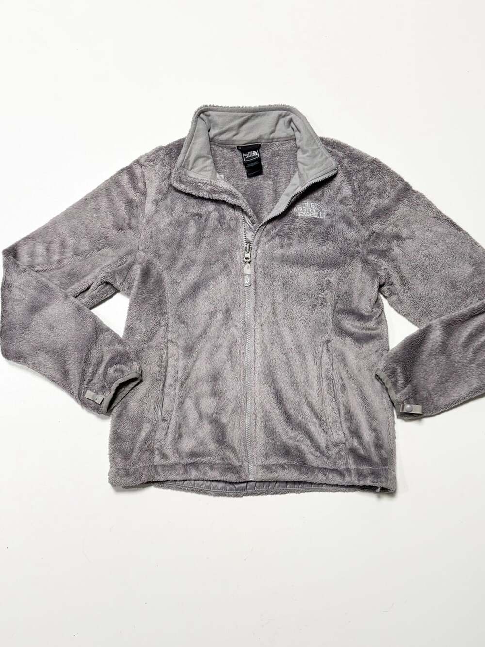 The North Face Women's Medium Gray Silver Full Zip Osito Style Fuzzy Fleece Jack
